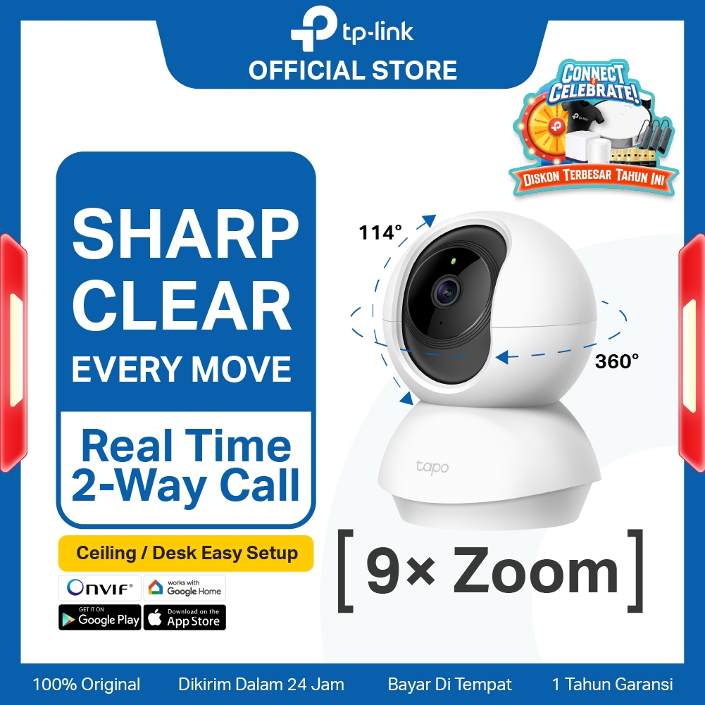 TP-Link Tapo C200 | 1080P Kamera CCTV | PTZ IP WiFi Camera | 2MP HD | Indoor | Video | Murah Toko