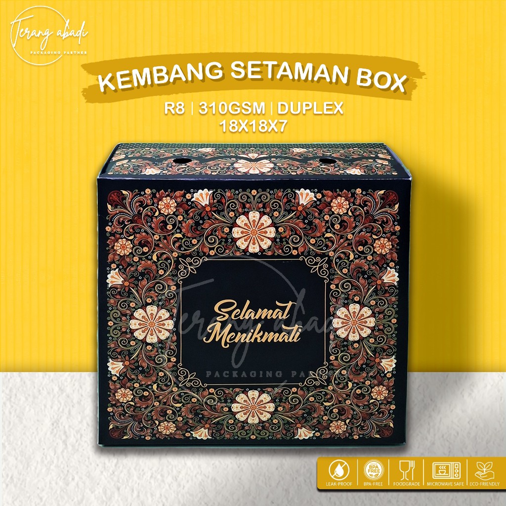Dus R8 Kembang Setaman / Dus Nasi 18X18 / Dus Kue R8 / Dus Nasi Motif / Dus Kue Motif / Dus Snack