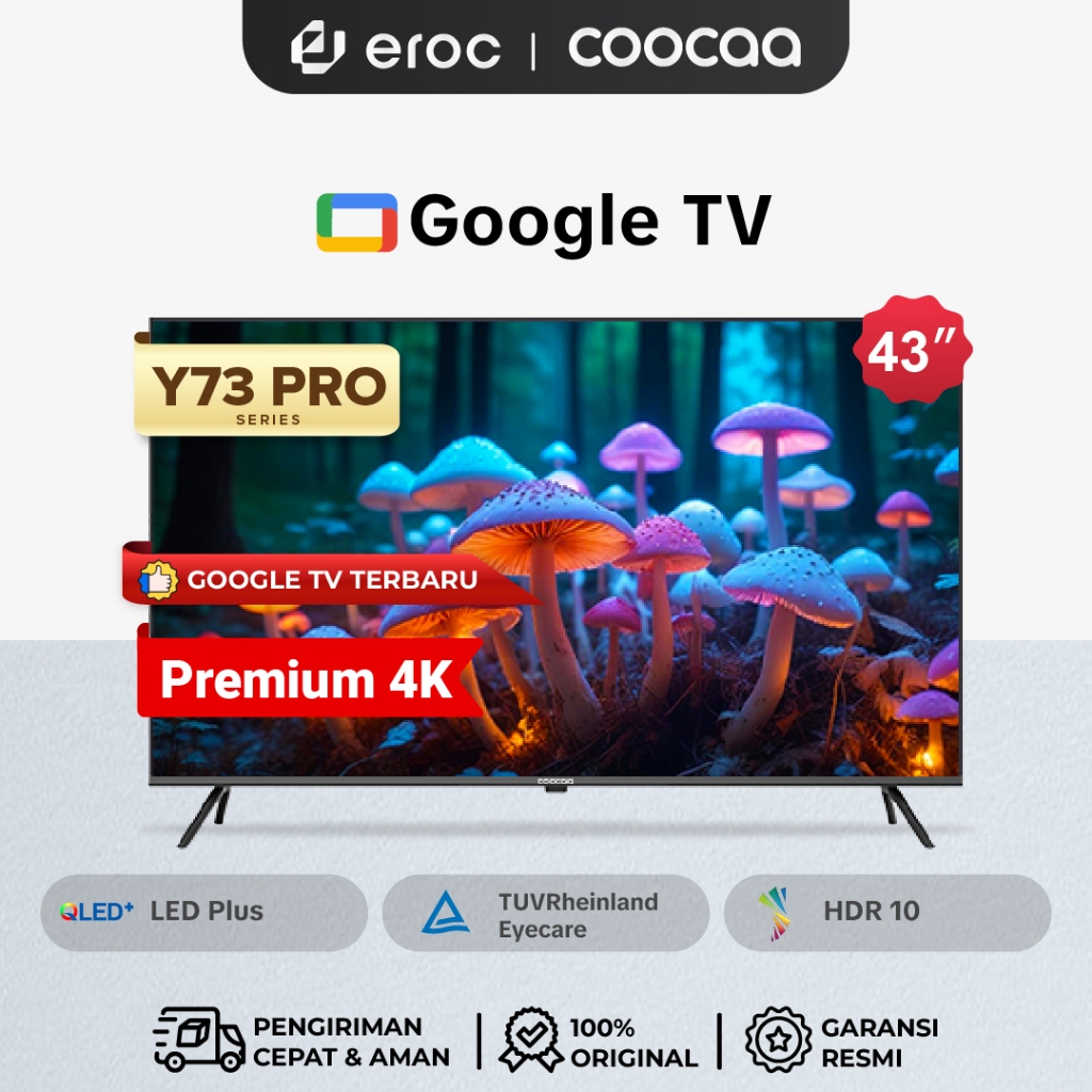 GOOGLE TV COOCAA 43 inch - Google TV - 4K QLED+ HDR10+ (COOCAA 43Y73PRO)