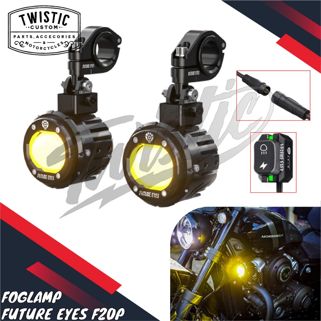 Foglamp Fog Lamp Lampu Tembak Laser Strobo Hazzard LED Future Eyes F20P Motor Motor 2 Warna Putih Ku