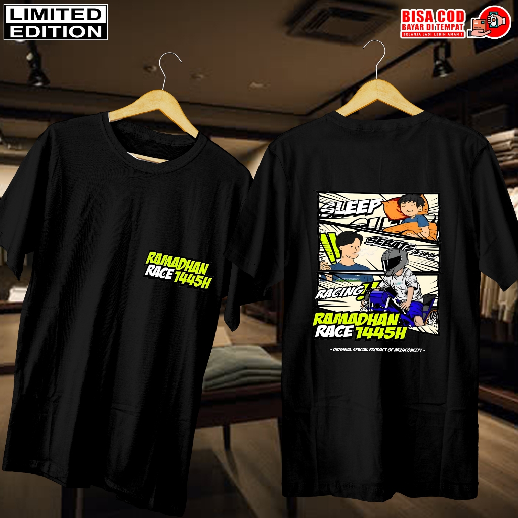 KAOS DISTRO HITAM JEPANG | BAJU KAOS PRIA WANITA | KAOS JEPANG RAMADHAN RACE 1445H| DISTRO KAOS PRIA