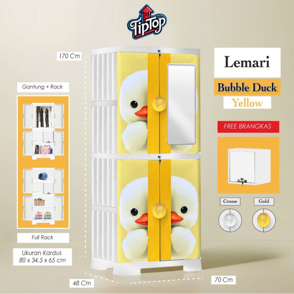 LEMARI AKAKO TIPTOP KACA CERMIN/ LEMARI PLASTIK JUMBO SERBAGUNA