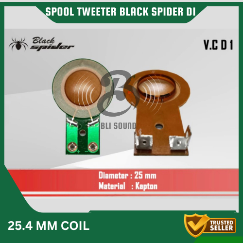 SPOOL TWEETER BLACK SPIDER D1 / SPUL TUITER / SPUL KOIL DRIVER 25.4MM COIL TWEETER FILM VOICE COIL S