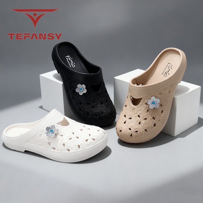 Tefansy Sandal Wedges Selop Jelly Wanita Kekinian Korean Style Sepatu Sandal Karet Wanita Perempuan