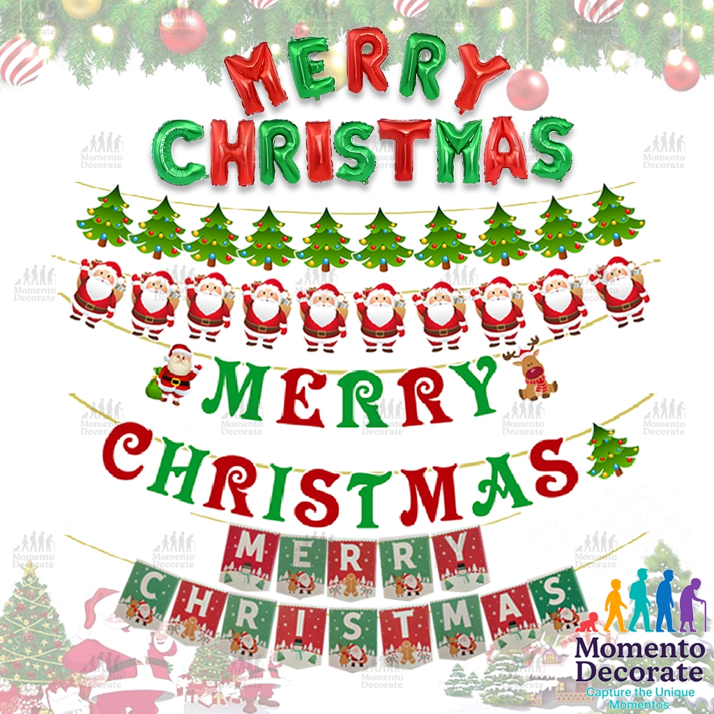 Momento - Banner Natal / Garland Natal / Garland Santa / Garland Pohon Natal / Banner Merry Christma