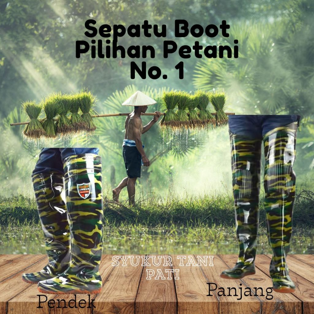 Sepatu Boots Pria | Sepatu Anti Licin | Sepatu Keong Sawah Karet Anti Air | Sepatu Boots