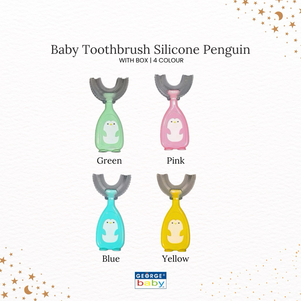 GEORGE BABY - Baby Tooth Brush Silicone Motif Penguin / Sikat Gigi bentuk U (STPB)