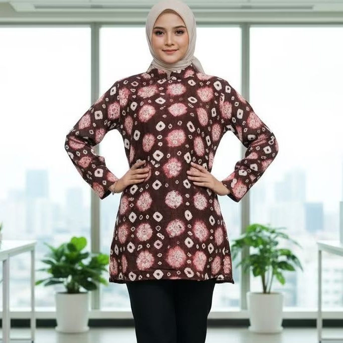 Tunik Jumputan Handmade/ TUNIK ATASAN KERJA CANTIK