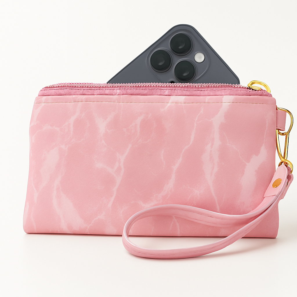 (Bisa COD) PINK BAG CLUTCH POUCH By Dr. Stone II Hand Bag Wanita II Tas Make Up  II Multi Fungsi Den