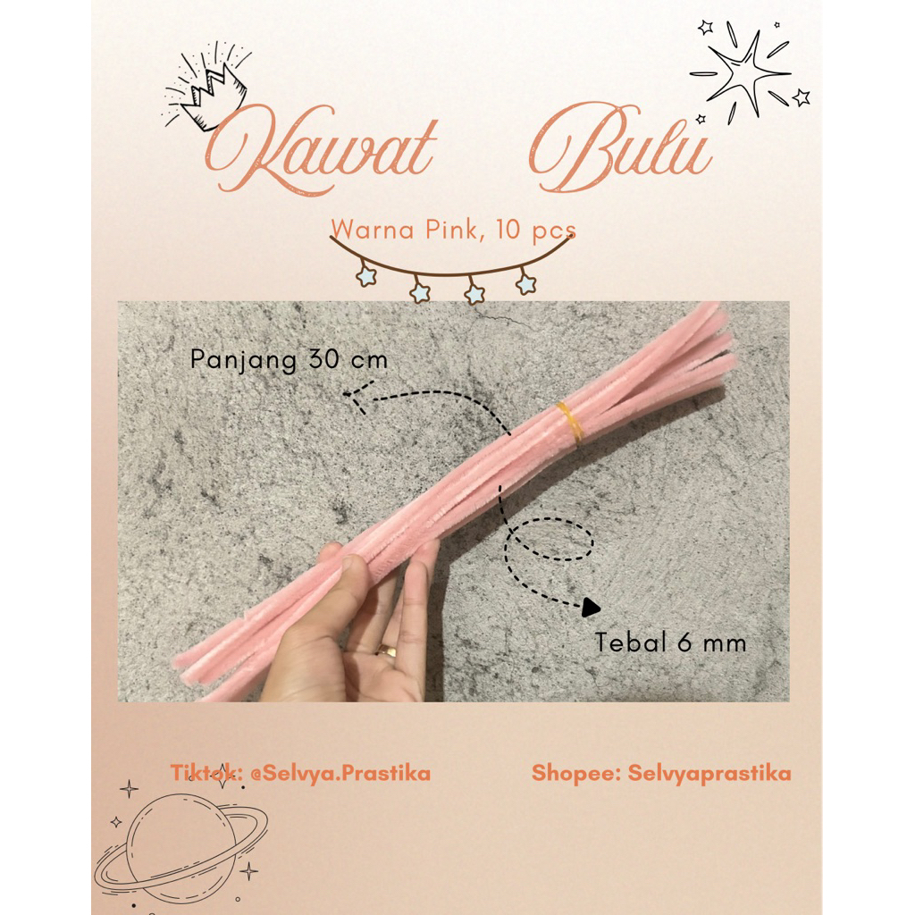 kawat bulu tebal/ kawat bulu murah/ kawat bulu pink/ kawat bulu 10 pcs / kawat bulu