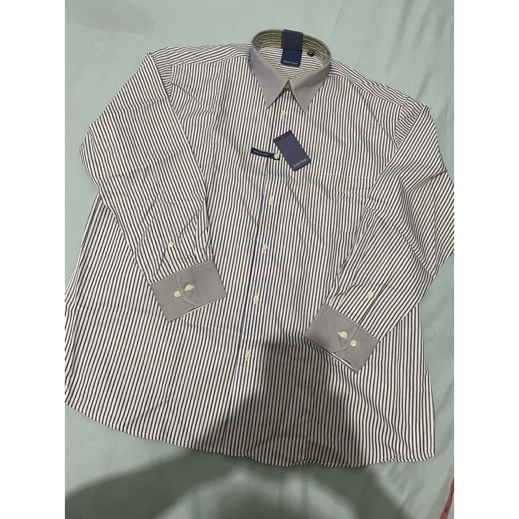 PL Kemeja Pria Stanley Adams (Salur Putih Navy)