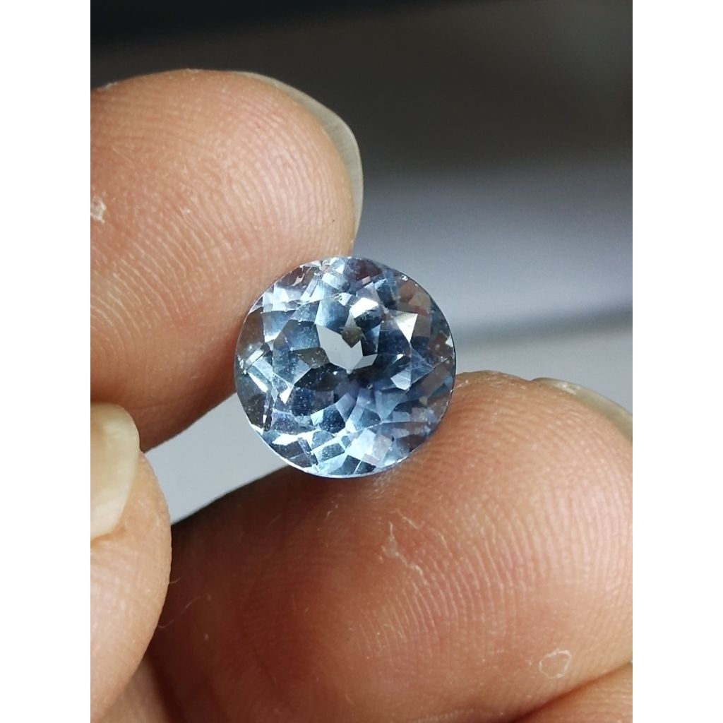 Natural Sky Blue Topaz Memo 9 x 9 x 6.1 mm 3.7 Ct Biru Round Cutting Bulat Acc BIC201519873