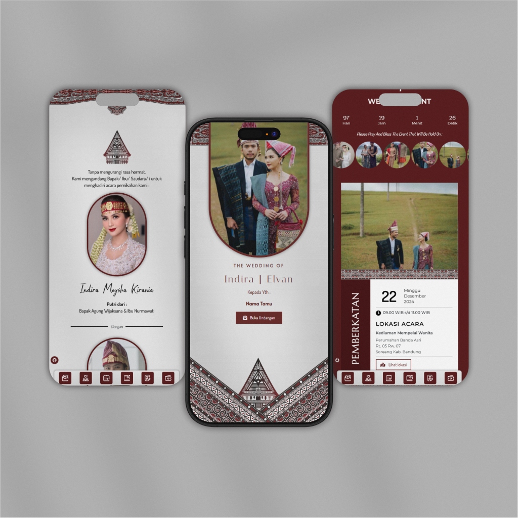 Undangan Digital Pernikahan Tema Adat Batak Premium | Pakai Foto & Tanpa Foto