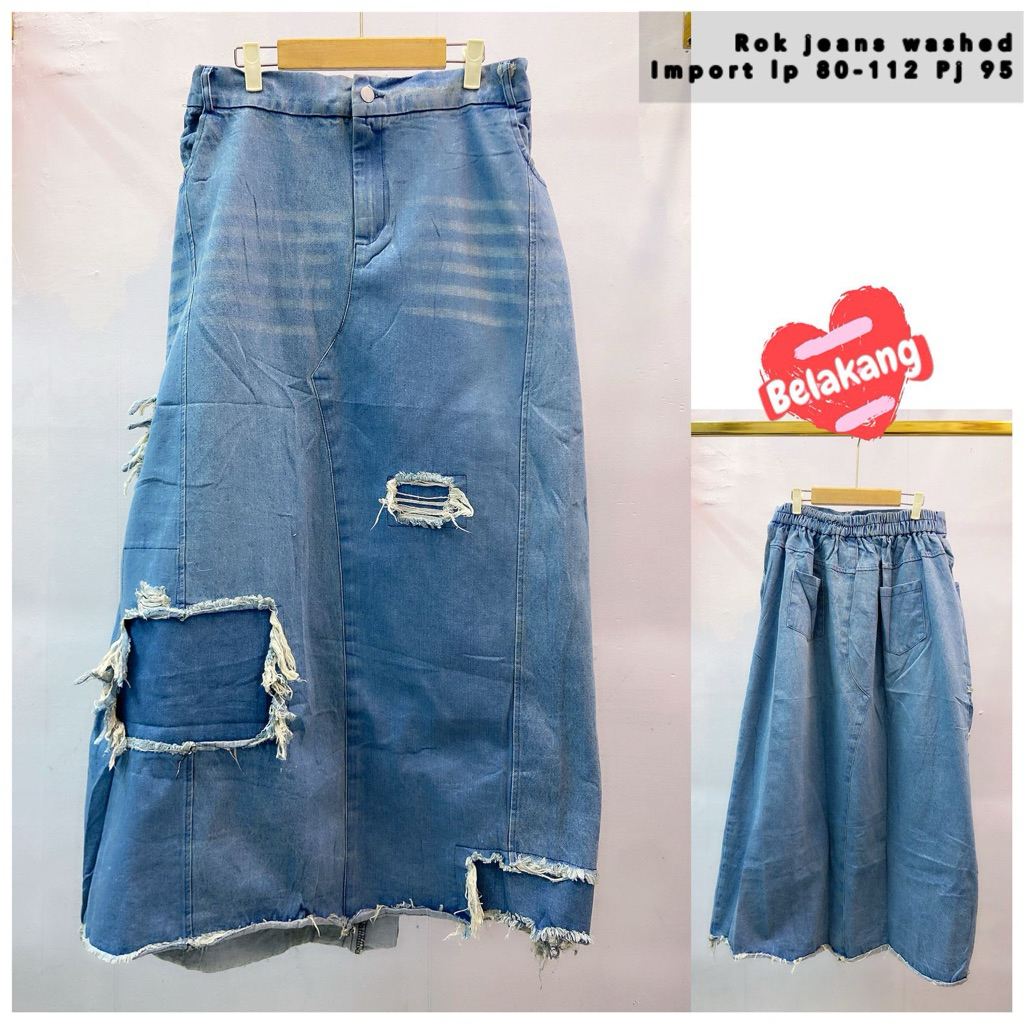 rok jeans import bangkok sobek kotak