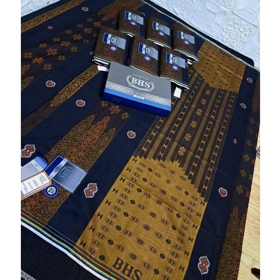 Sarung BHS Classic Jacquard JGN Hitam Emas, BISA SERAGAM