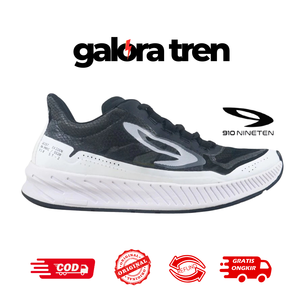 910 GEIST EKIDEN HITAM/PUTIH - Sepatu Lari / Geist Ekiden 910Nineten