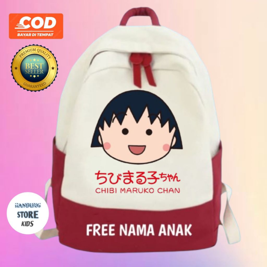 Chibi Maruko Chan Tas Ransel Anak Sekolah SD TK PAUD CHIBI MARUKO CHAN FREE CETAK NAMA
