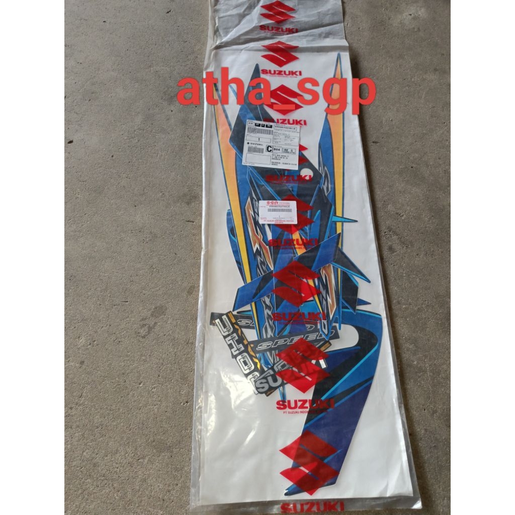 stiker body striping Suzuki Satria Fu 2008 hitam biru original sgp