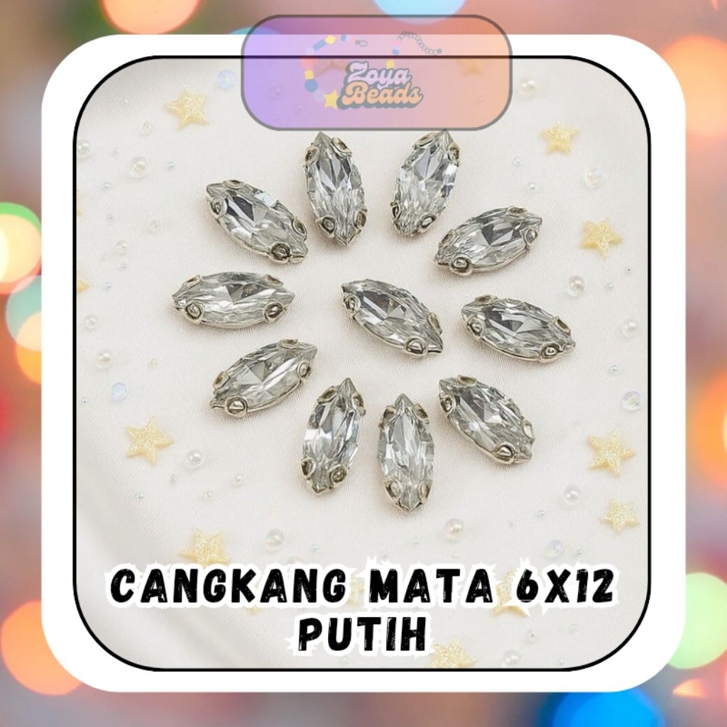 [25 Pcs] Cangkang Mata 6x12 Putih / Diamond Cangkang / Payet Cangkang / Mata Cangkang / Mute Cangkan
