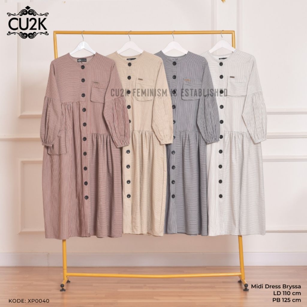 Cu2k Midi Dress Bryssa Bahan Lembut Dan Elegan Original Cu2k