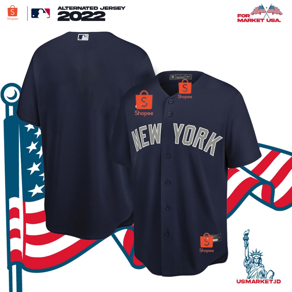 Kaos Jersey  Baseball MLB New York Yankees Blue Original Jersey