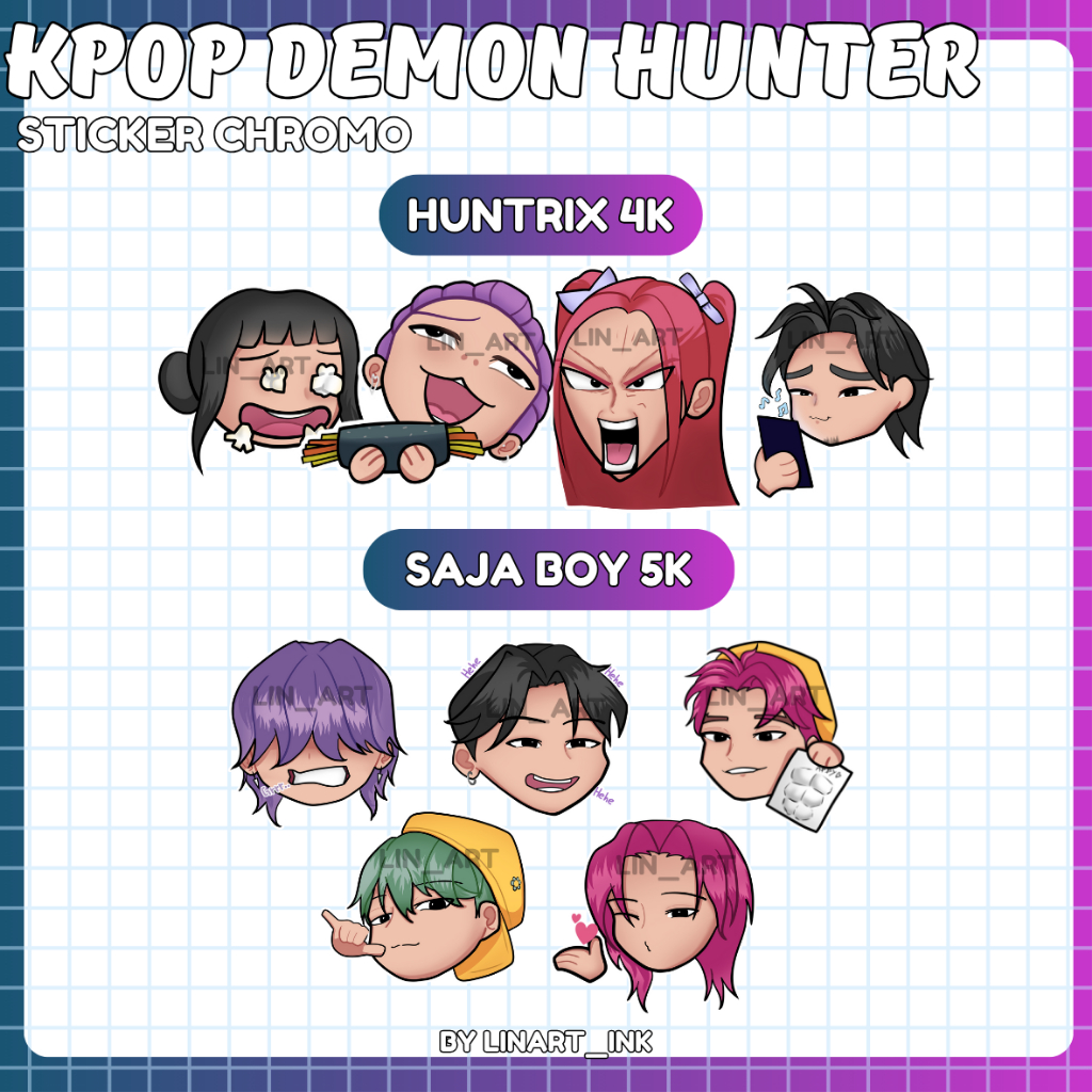 KPOP DEMON HUNTER STICKER COLLECTION | HUNTRIX AND SAJA BOY