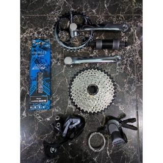 Groupset 8 9 Speed Altus M370 Alivio M4000 Cassette 40T 42T with Crankset Kotak Single Original Fede