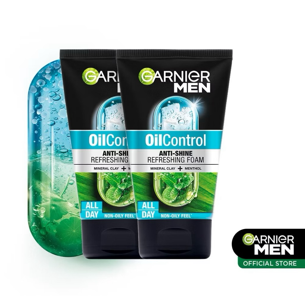 GARNIER Men Anti Shine Turbolight Oil Control Cooling Foam Skincare Sabun Cuci Muka Pria Face Wash P
