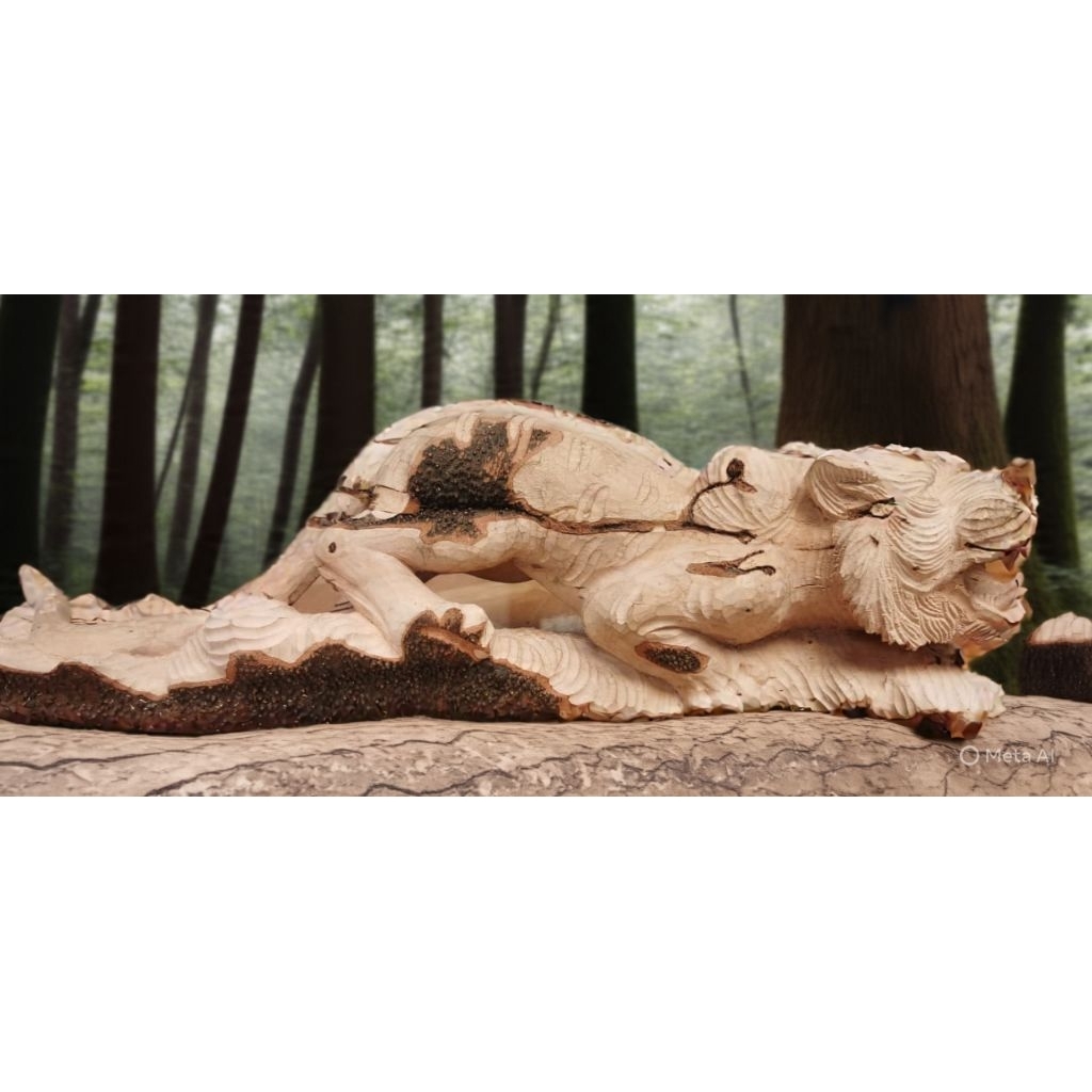 patung kayu kaboa macan siliwangi asli sancang garut