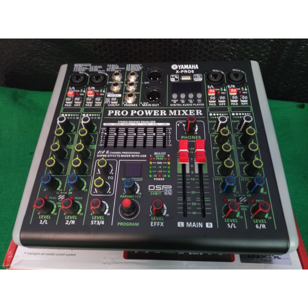 mixer/karaoke,yamaha/original AG-PRO4,mixer audio,pencampur audio,built-in 2-band EQ,bawaan Memiliki