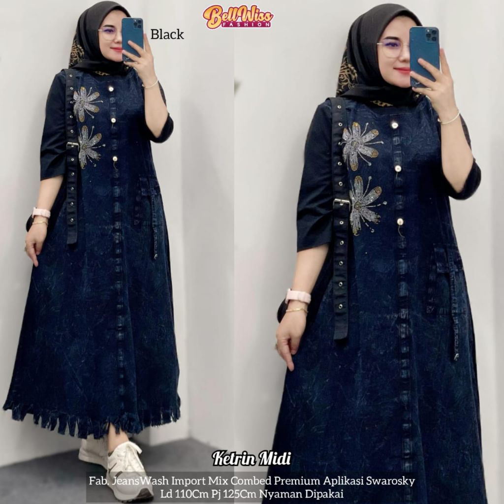 100% Original Ketrin Midi • Dita Midi • Midi Jeans • Jeans Midi • Tunik Jeans • Jeans Tunik • Dress 