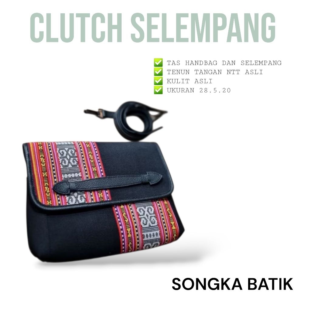 TAS ETNIK WANITA CLUTCH SELEMPANG TAS PESTA TENUN NTT KULIT ASLI