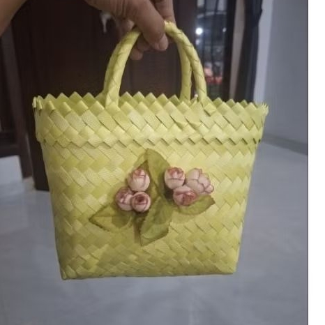 Keranjang Anyaman hiasan bunga / Tas Hampers / Tas Mini Hampers / Keranjang Anyaman Plastik / Keranj