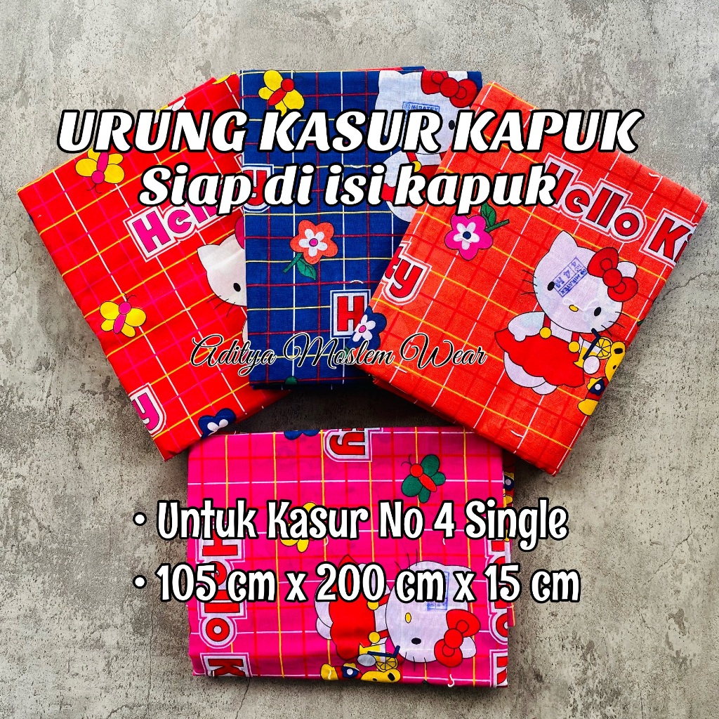 Urung Kasur Kapuk Single No.4 105x200cm Motif Hello Kitty /Sarung Kasur Isi Kapuk /Kulit Kasur Kapuk