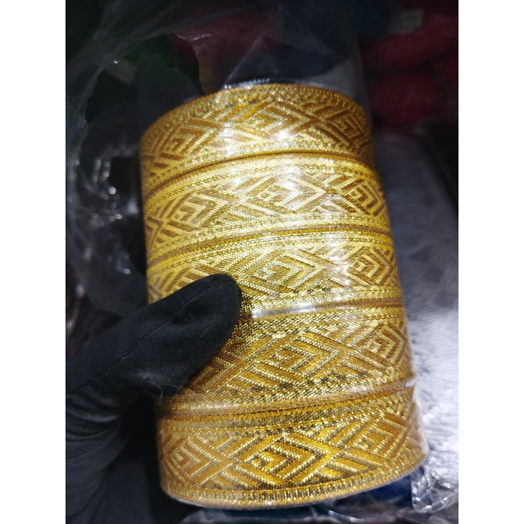 Renda / Pita Gamis Motif V Lebar 2cm warna emas  / perak