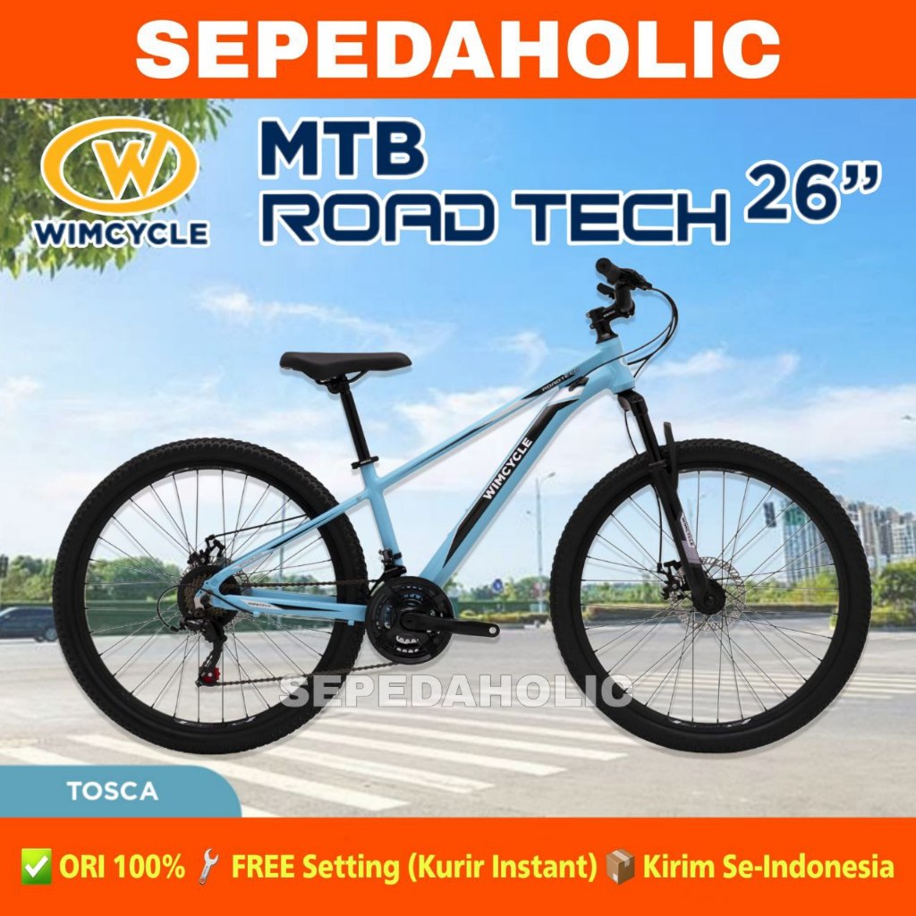 Sepeda Gunung MTB WIMCYCLE ROADTECH / ROAD TECH Ukuran 26 Inch Alloy Suspension Dewasa