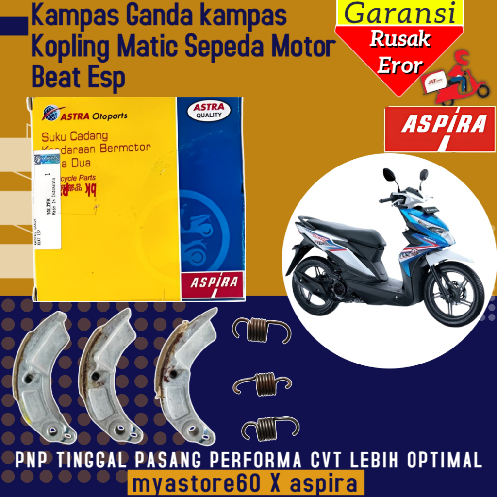 ORIGINAL ASPIRA Kampas Ganda + Per Kampas Ganda Cvt Kampas Cvt K44 Sepeda Motor Scooter Matic Honda 