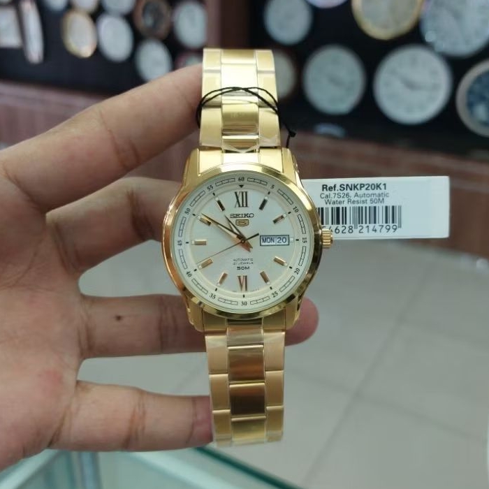 Seiko Seiko 5 Automatic SEIKO 5 Automatic SNKP20K1 21 Jewels Gold Dial Gold Stainless Steel Day Date