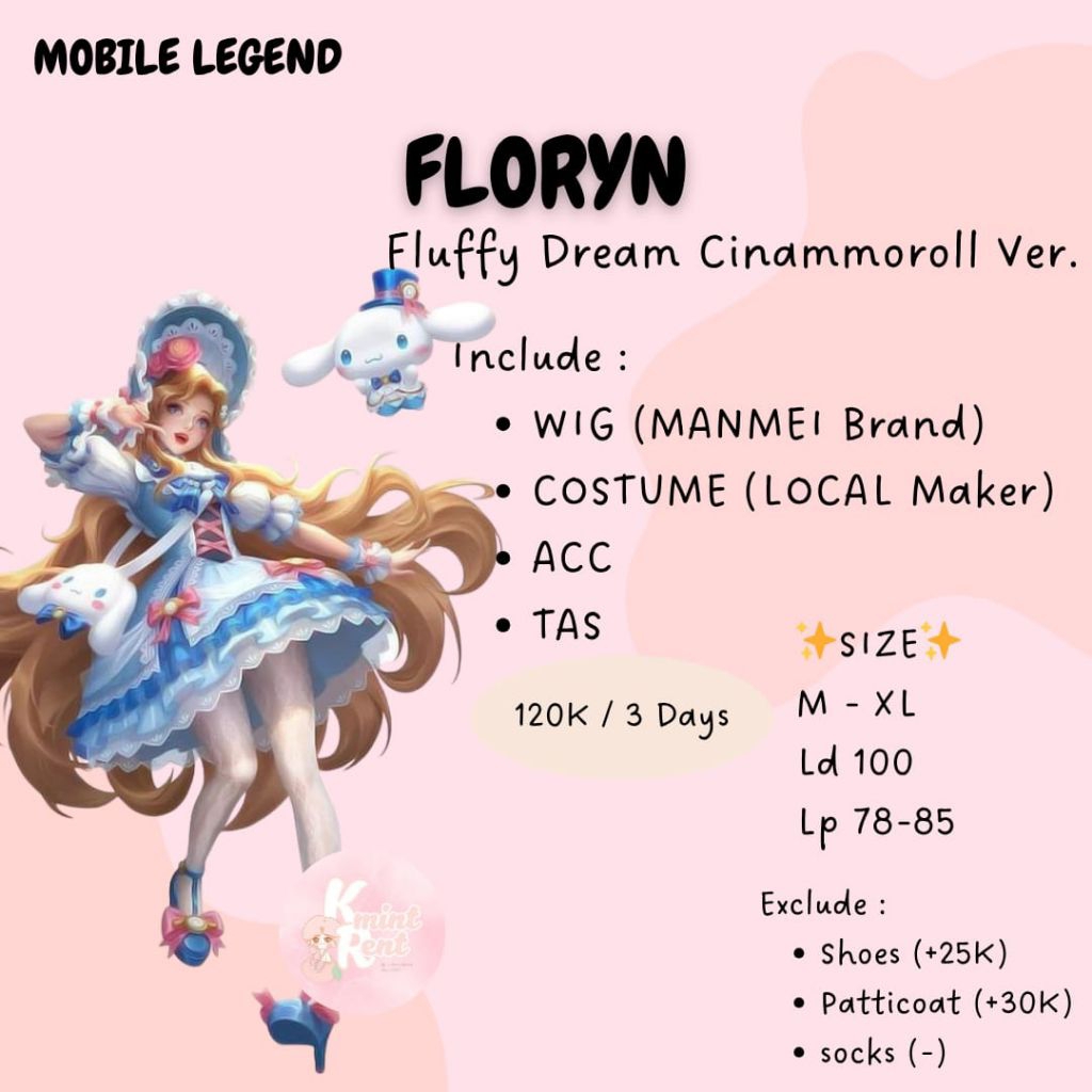 RENTAL/SEWA COSPLAY MOBILE LEGEND BANG BANG MLBB FLORYN CINNAMOROLL VER.