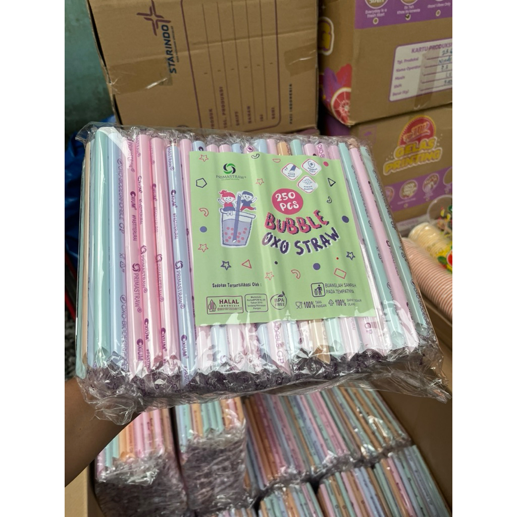 OXO SEDOTAN STERIL 12MM SEDOTAN BOBA WARNA PASTEL ISI 250PVS