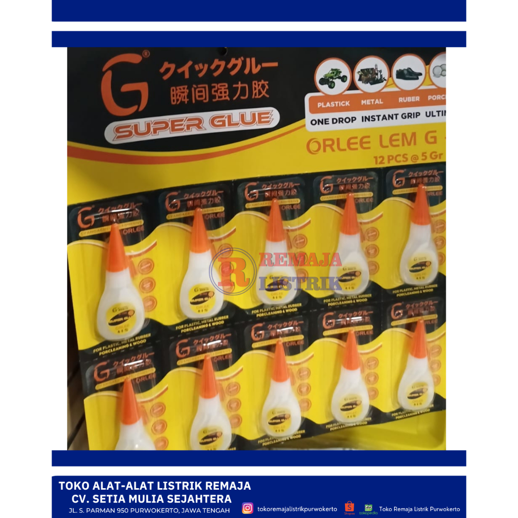 Lem G Super Glue Orlee Renceng Orlee