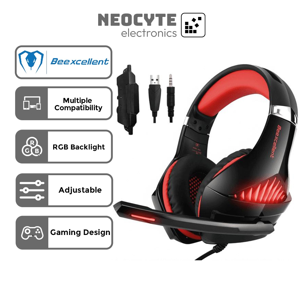 Gaming Headphones Beexcellent GM-5 Headset with Mic Noise Cancelling Noise Cancelling Over Ear Profe