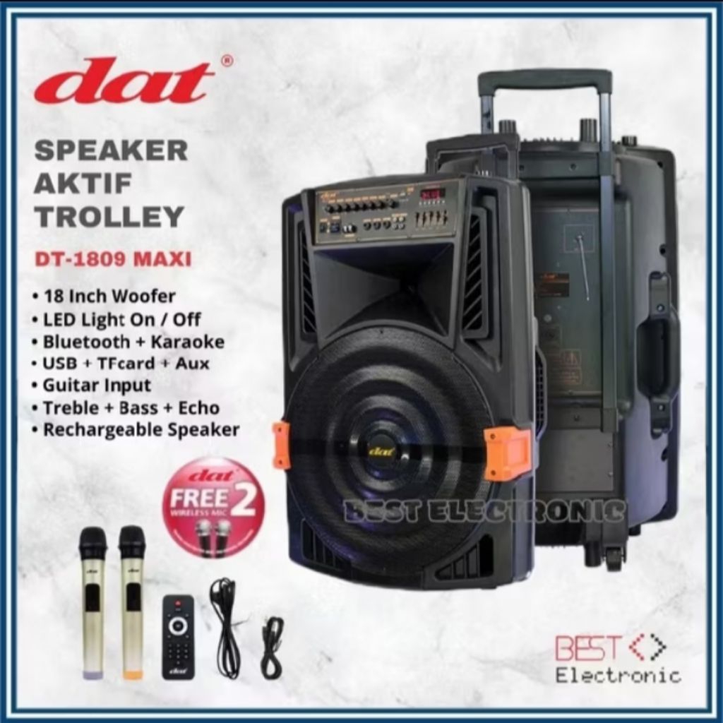 SPEAKER AKTIF TROLLEY 18 INCH DAT DT 1809 MAXI DT1809 DT-1809 MAXI BLUETOOTH