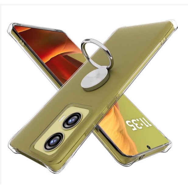 Case Motorola Moto G45 Anti Crack With RING Stand Holder Softcase Silikon Bening Casing Transparan J