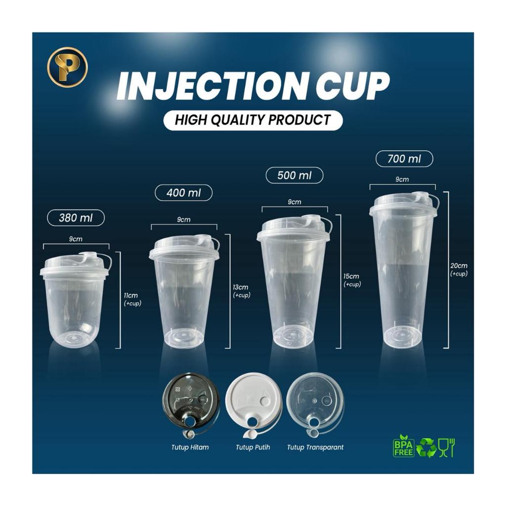 500 Pcs Cup Plastik Premium Tanpa Tutup | PRIOMA PACKAGING – Injection Cup Tebal – 380ml/400ml/500ml