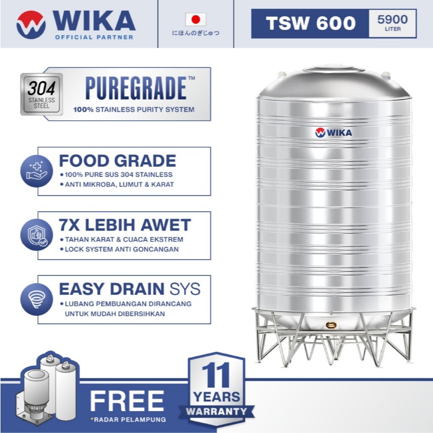 Tangki Air Stainless WIKA 5900 Liter TSW-600 / Toren / Tandon Stainless 304
