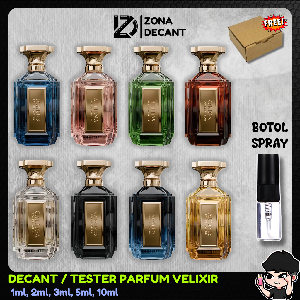 ZONA DECANT TESTER VELIXIR PALADIN HERAN ARES DEMETER ICARUS APOLLO ORION ATHENA GALATEA ADONIS