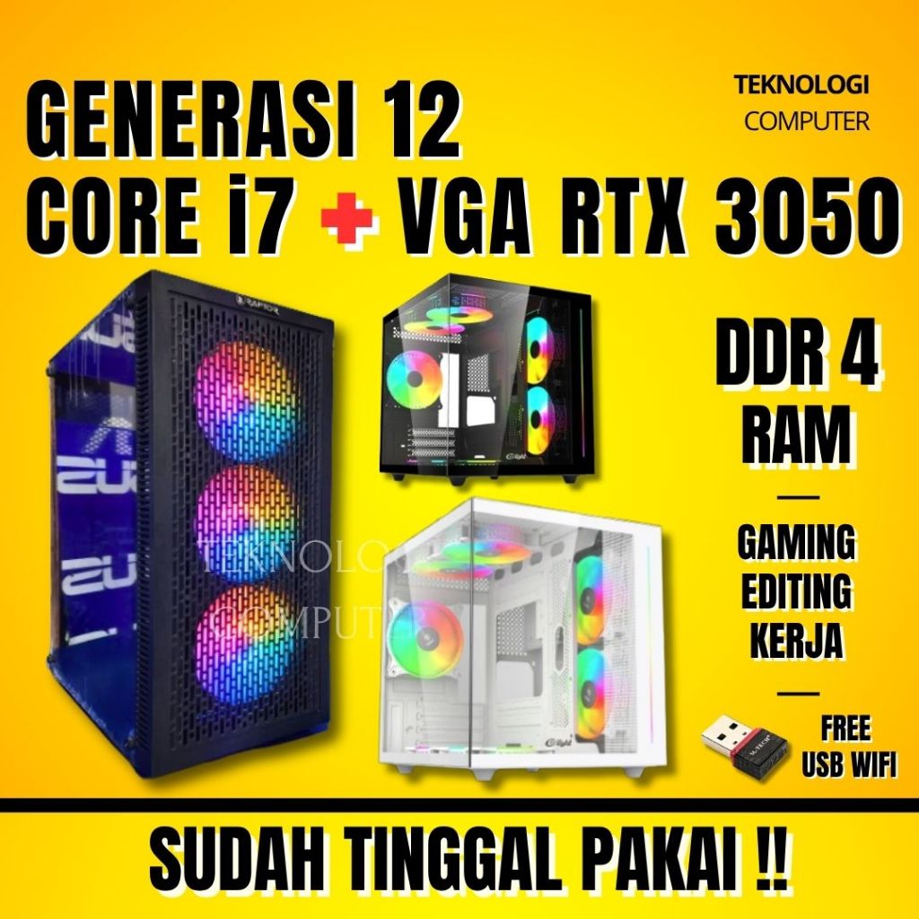 Core i7 | Gen 12 | VGA RTX 3050 | PC Gaming | CPU Editing | Komputer Rakitan
