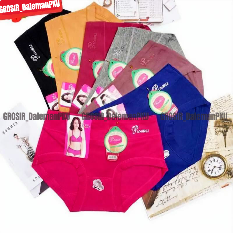 6 Pcs Celana Dalam Wanita Piaoli 1608 CD Wanita Dewasa Katun Original CD Karet Lebar CD Grosir