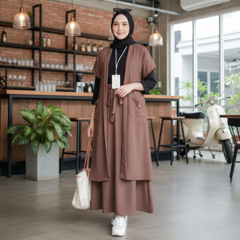 SHOFIYA OFFICIAL STORE AIRA ONESET ROK 2IN1 SETELAN ROK WANITA MUSLIM TERBARU POLOS SIMPLE OUTER